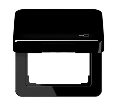 Рамка с подпружиненной крышкой для механизмов 50*50, с символом "Вилка" CD590KLSOCSW Jung