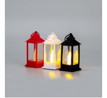 Фонарь декоративный со свечкой 5,5х5,5х12,5см, цвет корпуса белый/красный/ черный  513-068  NEON-NIGHT
