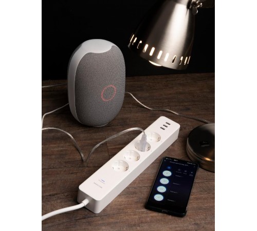 Удлинитель Умный с управлением по Wi-Fi PRO 4 гнезда + 3хUSB с выкл. бел. HomeConnect  RCE-2-WF  EKF