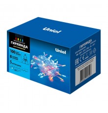 Гирлянда светодиодная   ULD-S0500-100/DTA MULTI IP20 CRYSTAL   5м. 100 диодов. мультиколор. шнур прозр.  UL-00003948  Uniel