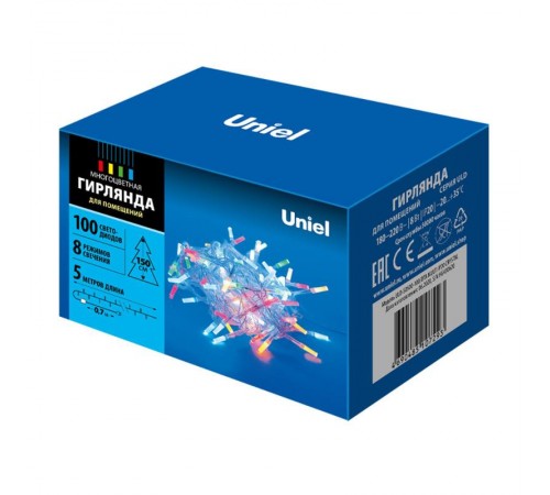 Гирлянда светодиодная   ULD-S0500-100/DTA MULTI IP20 CRYSTAL   5м. 100 диодов. мультиколор. шнур прозр.  UL-00003948  Uniel