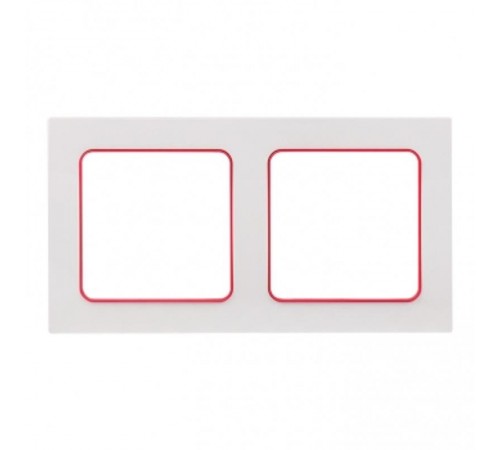 Стокгольм Рамка 2-местная белая с линией цвета красный PROxima  EXM-G-305-20  EKF