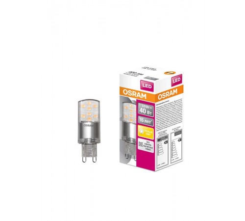 Лампа светодиодная LED STAR PIN40 3, 5W, G9, 220 Вольт LEDSPIN40 CL 3, 5W/827 230V G910X1RU  4058075315822  Osram