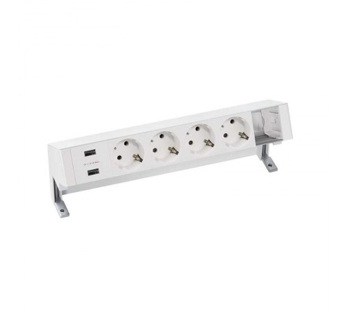 Настольный x6 розеточный блок, 4x2P+E, 2xUSB з/у, 1 пустой модуль, белый, S400  42624000-130  Simon