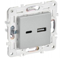 SKANDY Розетка USB A+C 3,1А SK-R14S серебряный   SK-U22-D31-K23  IEK