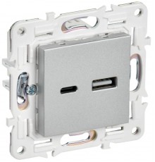 SKANDY Розетка USB A+C 3,1А SK-R14S серебряный   SK-U22-D31-K23  IEK