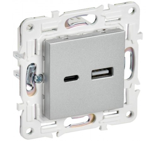 SKANDY Розетка USB A+C 3,1А SK-R14S серебряный   SK-U22-D31-K23  IEK