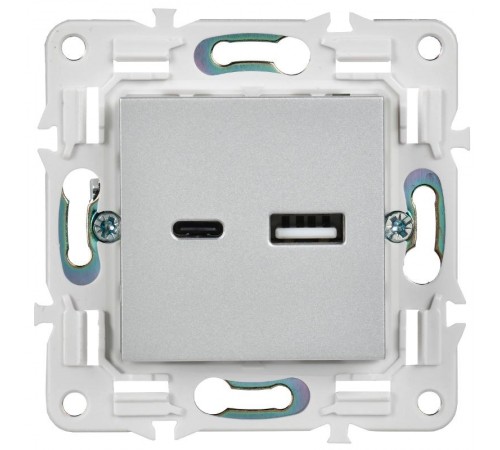 SKANDY Розетка USB A+C 3,1А SK-R14S серебряный   SK-U22-D31-K23  IEK