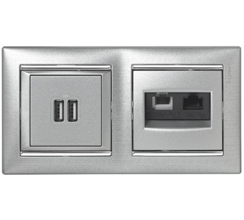 Valena Алюминий Розетка 2-ая USB  770270  Legrand