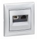 Valena Алюминий Розетка двойная комп.(RJ45) 1-ая 5 кат UTP + ТЛФ 1-ая (RJ11)  770280  Legrand
