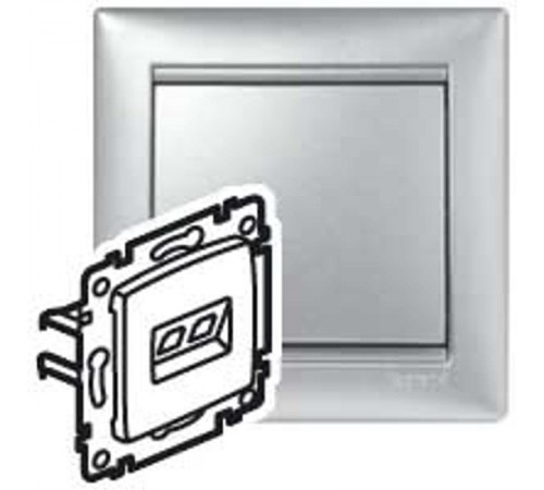 Valena Алюминий Розетка двойная комп.(RJ45) 1-ая 5 кат UTP + ТЛФ 1-ая (RJ11)  770280  Legrand