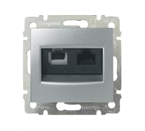 Valena Алюминий Розетка двойная комп.(RJ45) 1-ая 5 кат UTP + ТЛФ 1-ая (RJ11)  770280  Legrand