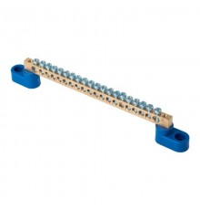 Шина "0" N (6х9мм) 20 отверстий латунь 2 синих угловых изолятора EKF PROxima  sn0-2-63-20  EKF