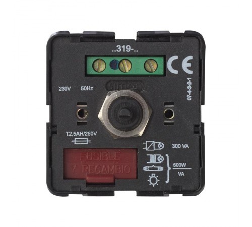 Simon 75 Механизм Светорегулятор универсальный поворотно-нажимной (проходной), 40-500Вт, 230В, S27, S82, S82N, S88, S8  75319-39  Simon