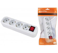 Колодка розеточная 4 гнезда 2П+3 c выключателем 16А 250В белая   SQ1806-0018  TDM