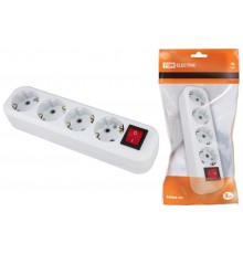 Колодка розеточная 4 гнезда 2П+3 c выключателем 16А 250В белая   SQ1806-0018  TDM