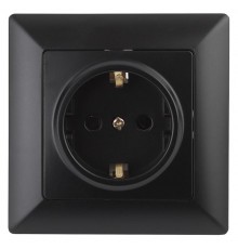Розетка Intro Solo 4-206-05 с заземлением 2P+E Schuko со шторками, 16А-250В, IP20, СУ, антрацит  Б0053685  Intro
