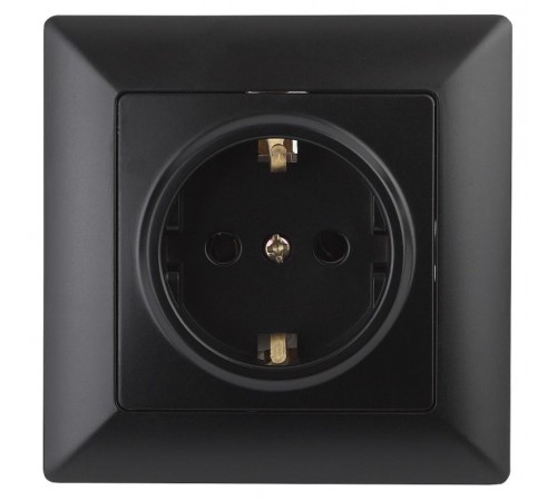 Розетка Intro Solo 4-206-05 с заземлением 2P+E Schuko со шторками, 16А-250В, IP20, СУ, антрацит  Б0053685  Intro