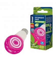 Лампа светодиодная фито для растений "груша" прозр. спектр для рассады и цветения LED-A60-14W/SPSB/E27/CL PLP30WH  UL-00006260  Uniel