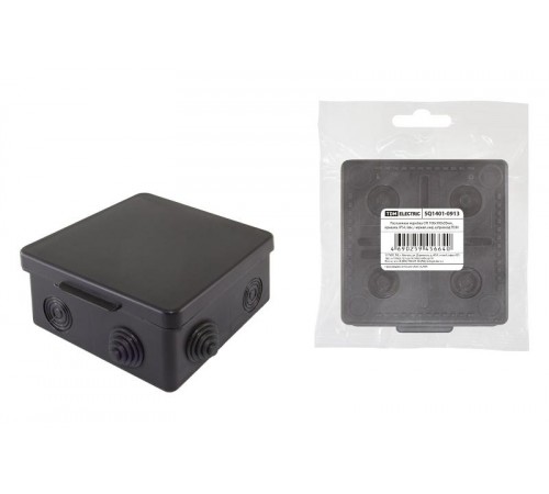 Коробка распределительная о/п 100х100х55мм, крышка, IP54, 8вх., черная, инд. штрихкод  SQ1401-0913  TDM