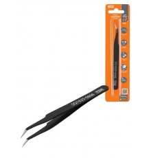 Пинцет прецизионный изогнутый 110 мм, острое жало, нерж., антистатич. покр., блистер, "Рубин"  SQ1025-0806  TDM