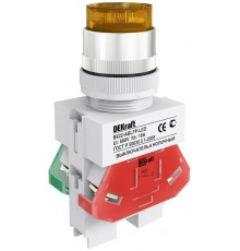 Выкл. кноп. ABLFP 22 мм Цвет:ЖЕЛТЫЙ LED 220В ВK-22   25028DEK  DEKraft