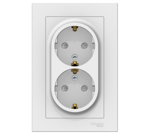 AtlasDesign Лотос Розетка 2-ая с заземлением со шторками, 16А, в сборе  ATN001326  SE