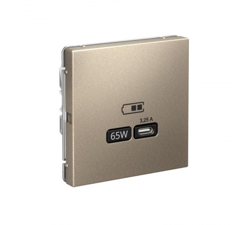 ArtGallery Шампань Розетка USB тип-С 65Вт высокоскор.заряд. QC, PD, механизм  GAL000527  SE