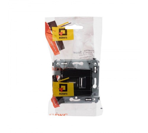 USB 2.0 розетка одинарная в стену, тип А-А, "Avanti", "Черный квадрат"  4402403  DKC