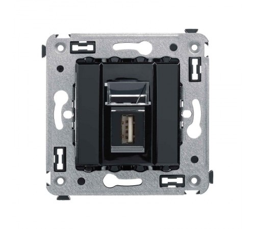 USB 2.0 розетка одинарная в стену, тип А-А, "Avanti", "Черный квадрат"  4402403  DKC