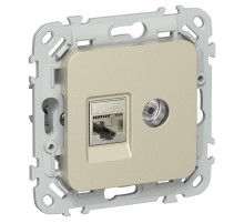 FLITE Розетка 2-ая RJ45/TV кат.6 STP РКТВ6-2-1-ФлШ шампань  FI-AK21-2-K37  IEK