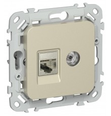 FLITE Розетка 2-ая RJ45/TV кат.5Е STP РКТВ5е-2-1-ФлШ шампань  FI-AK21-1-K37  IEK