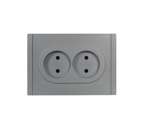 FORTE&PIANO Розетка 2-я без заземления, со шторками безвинтовое крепление 10А FP525 сталь  FP-R23-10-1-K46  IEK