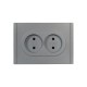 FORTE&PIANO Розетка 2-я без заземления, со шторками безвинтовое крепление 10А FP525 сталь  FP-R23-10-1-K46  IEK