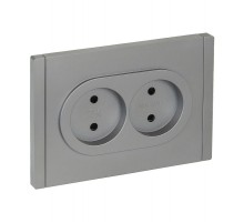 FORTE&PIANO Розетка 2-я без заземления, со шторками безвинтовое крепление 10А FP525 сталь  FP-R23-10-1-K46  IEK