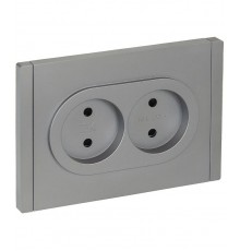 FORTE&PIANO Розетка 2-я без заземления, со шторками безвинтовое крепление 10А FP525 сталь  FP-R23-10-1-K46  IEK