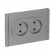 FORTE&PIANO Розетка 2-я без заземления, со шторками безвинтовое крепление 10А FP525 сталь  FP-R23-10-1-K46  IEK