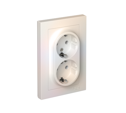 AtlasDesign Жемчуг Розетка 2-ая с заземлением, 16А, (в сборе с рамкой)  ATN000424  SE