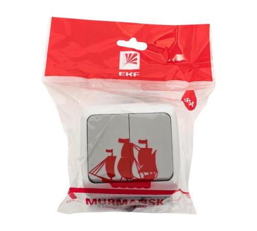 Мурманск Выключатель 2-клавишный 10А IP54 серый EKF  EFV10-023-30-54  EKF