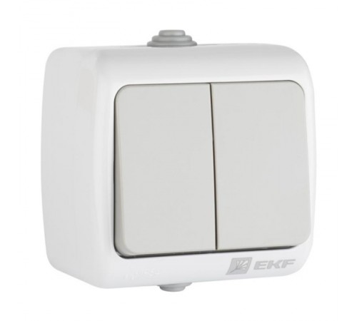 Мурманск Выключатель 2-клавишный 10А IP54 серый EKF  EFV10-023-30-54  EKF