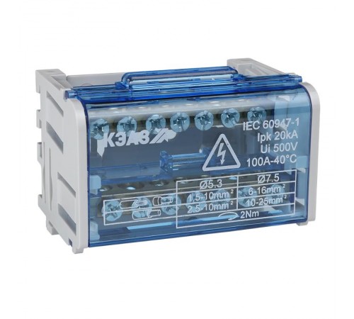 Шина "N" нулевая на DIN-рейку в корпусе-2х7групп  143228  КЭАЗ