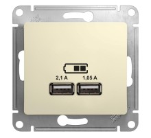 Glossa Бежевый USB Розетка, 5В/2100мА, 2х5В/1050мА, механизм  GSL000233  SE