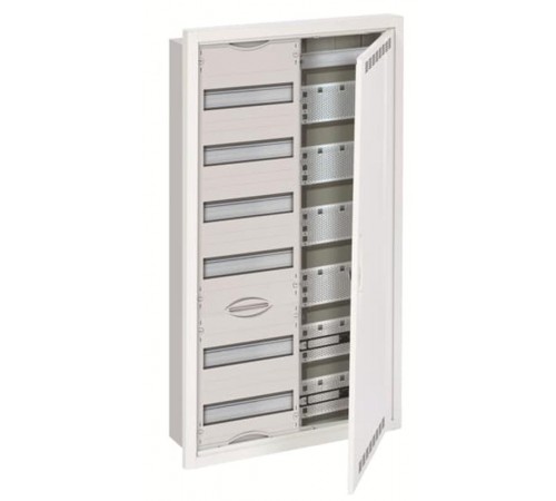 Шкаф 72М в нишу с медиапанелями 984х560х120 с расстоянием между DIN-рейками 125 мм и самозажимными клеммами N/PE и дверью с вент. отверстиями U62MML 