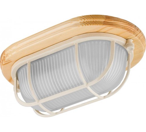 Светильник накладной пылевлагозащищенный под лампу НБО 04-60-012 220V 60Вт Е27 IP54 дерево, клен, овал, с решеткой  11572  FERON