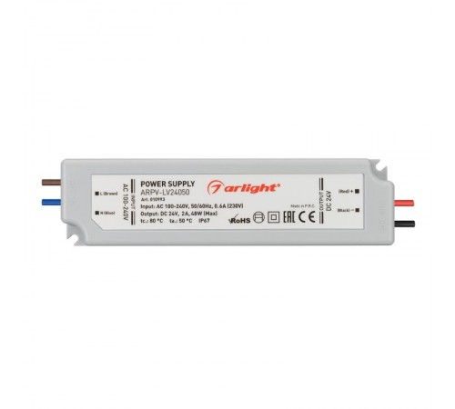 Блок питания ARPV-LV24050 (24V, 2.0A, 48W)  010993  Arlight