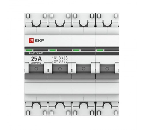 Выключатель нагрузки модульный ВН-63, 4P 25А EKF PROxima  SL63-4-25-pro  EKF (замена - S63425)