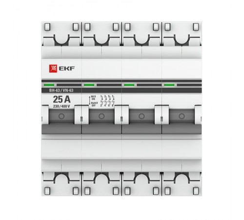 Выключатель нагрузки модульный ВН-63, 4P 25А EKF PROxima  SL63-4-25-pro  EKF (замена - S63425)
