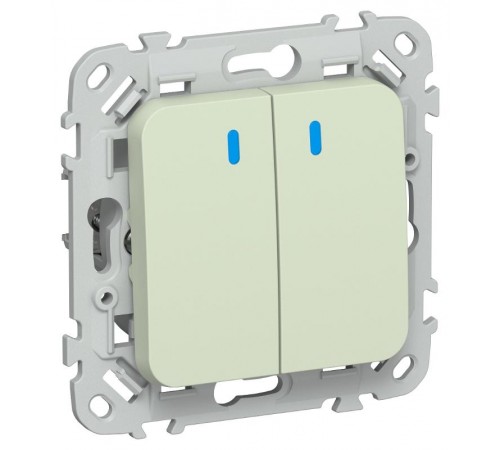 FLITE Выключатель 2-клавишный с индикацией 10А ВС12-1-1-ФлП панг  FI-V20-1-10-1-K92  IEK