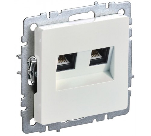 BRITE Розетка двойная RJ11+RJ45 кат.5E РК/Т12-БрЖ жемчужный   BR-KT20-O-1-K36  IEK