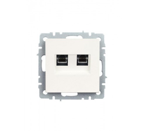 BRITE Розетка двойная RJ11+RJ45 кат.5E РК/Т12-БрЖ жемчужный   BR-KT20-O-1-K36  IEK
